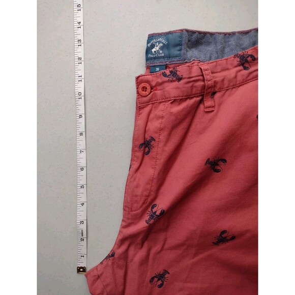 Beverly Hills Polo Club Mens Lobster Shorts Size 36 Red And Navy 4th July Chinos - Picture 7 of 9